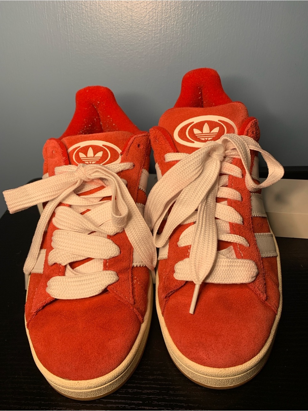 adidas Women's Red Suede Sneakers with White Stripes